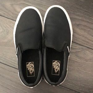 black faux leather vans